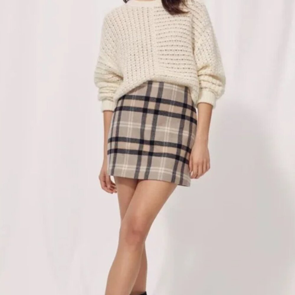 Aritzia Wilfred Wool Blend Plaid Skirt